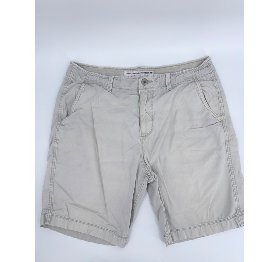 American Eagle Chino Shorts Classic Y2K Mens 36 Tan Khaki Cotton Walking Bottoms